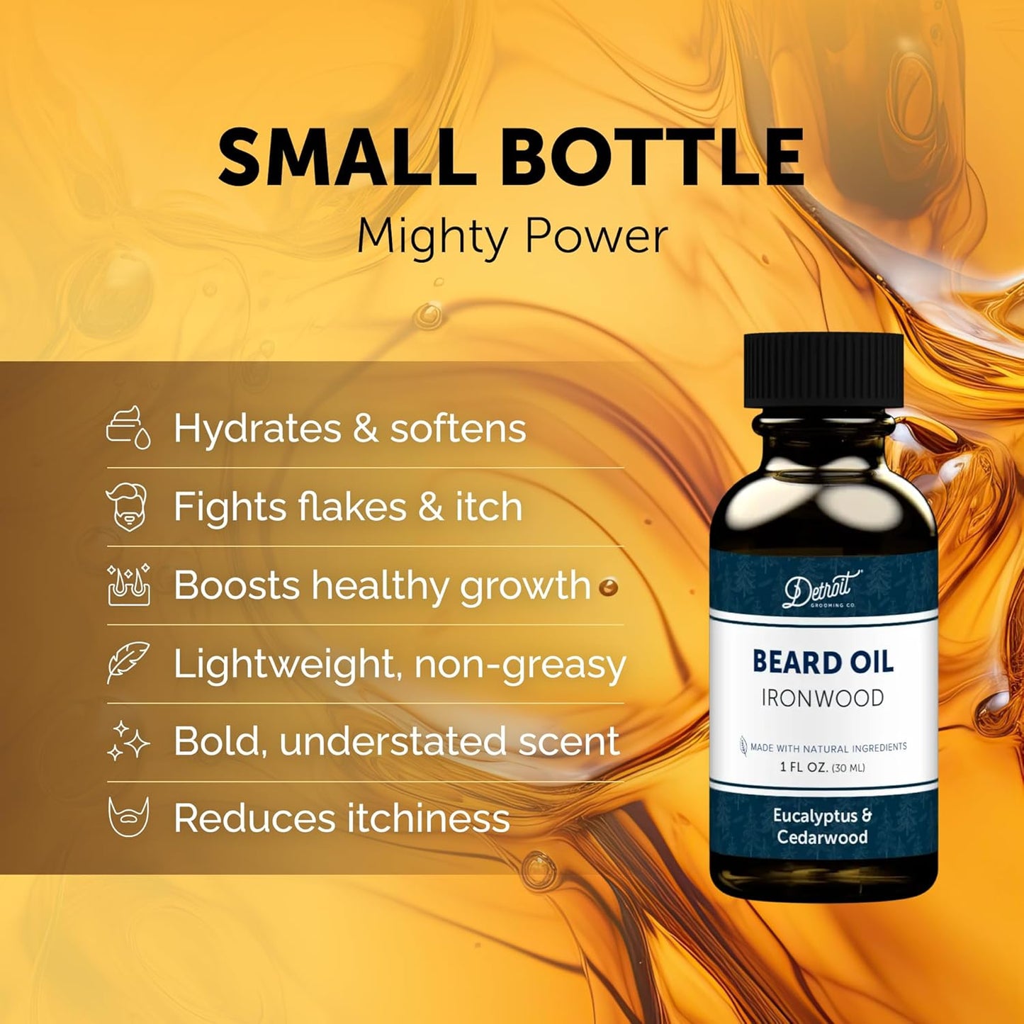 Detroit Grooming Beard Oil | Hydrating & Nourishing Formula • Ironwood Scent (1 oz)