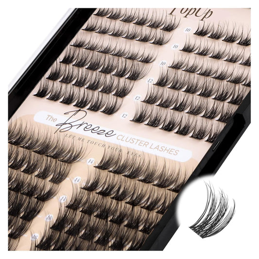 PopUp Lash Clusters 144 Pcs Cluster Lashes DIY Cluster Eyelash Extensions Mega Volume Reusable Individual Lashes Cluster Volume Look Super Thin Band & Soft(D17)