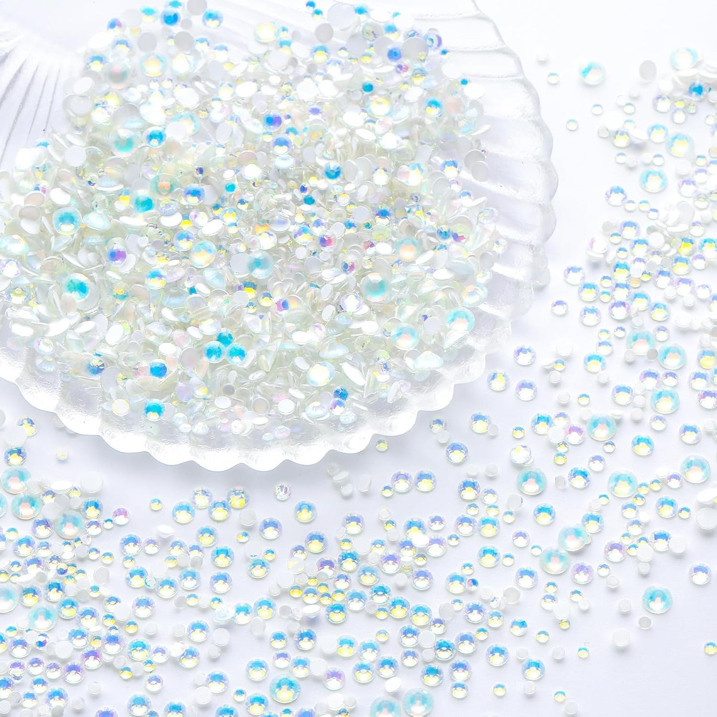 F White Flatback Rhinestones, Glass Rhinestones for Nail Art and Craft, Glue Fix, Loose Crystal Gemstones(F White, SS30, 288pcs, 6.4-6.6mm)