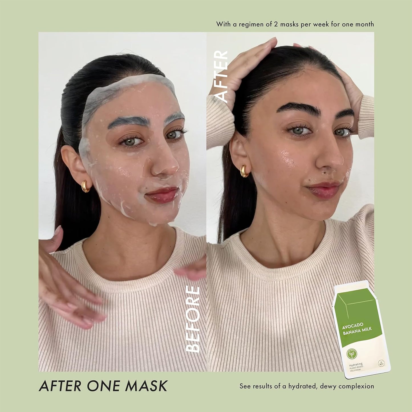 ESW Beauty Avocado Banana Milk - Hydrating Plant-Based Milk Face Mask - Moisturizing with Avocado & Banana for Dry, Sensitive & Combination Skin - Deep Hydration & Suppleness