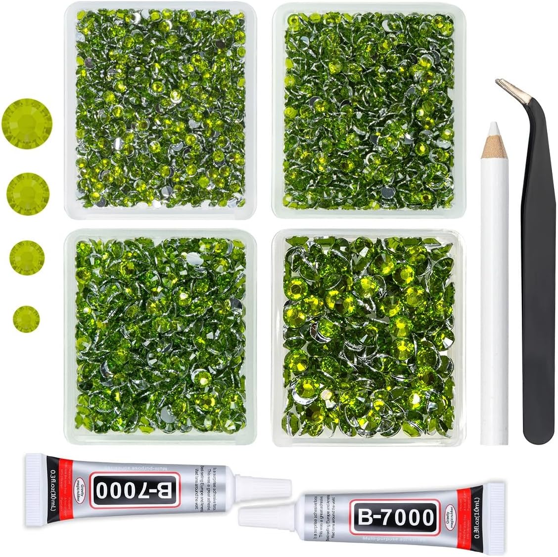 Olive Green Crystal Resin Rhinestones w B7000 Jewelry Glue for Bedazzling Crafting Grass Green Flatback Stones 3mm 4mm 5mm 6mm Diamonds Crystals Gems for Nails Face Eyes Makeup Tumblers Crafts