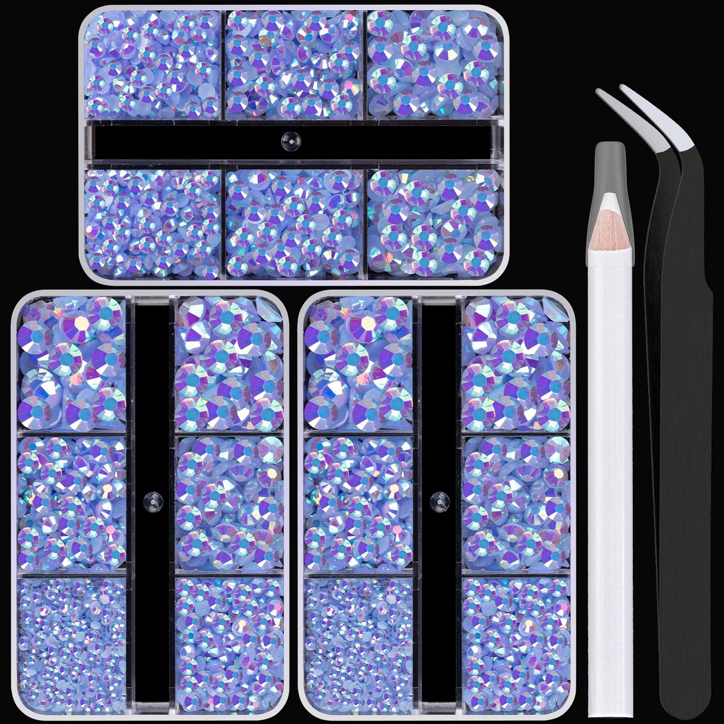 Resin Rhinestones Crafting, 2/3/4/5/6mm Flatback Jelly Rhinestones, 3 Box Sky Blue AB Non Hotfix Crystal Gems for Bedazzling Crafts Mugs Tumblers Clothes Makeup Nail