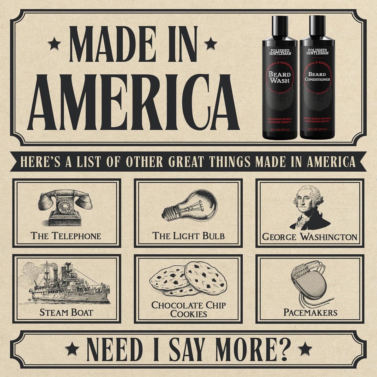 Polished Gentleman Beard Wash and Conditioner Set - Softens and Strengthens - Beard Shampoo with Growth Oil - Moisturizer & Beard Thickener - Tea Tree Unscented - Paraben-Free & Sulfate-Free (16oz)