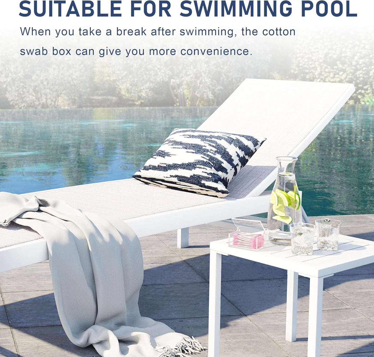 Clear Acrylic Qtip Holder with Lid, Cotton Balls Swab Organizer, 3.9" x 2.8" x 2" Dispenser for Makeup Pad, Floss Picks, Bath Salts, Cosmetic Storage Case, Home Bathroom Decor (DP051)