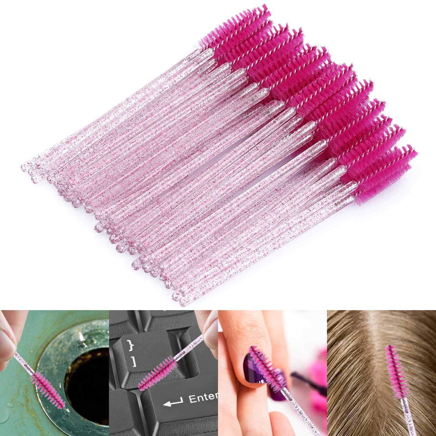 Tbestmax 500 Disposable Mascara Wands Eyelash Brush Spoolies for Eyebrow Eye Lash Extension Colorful
