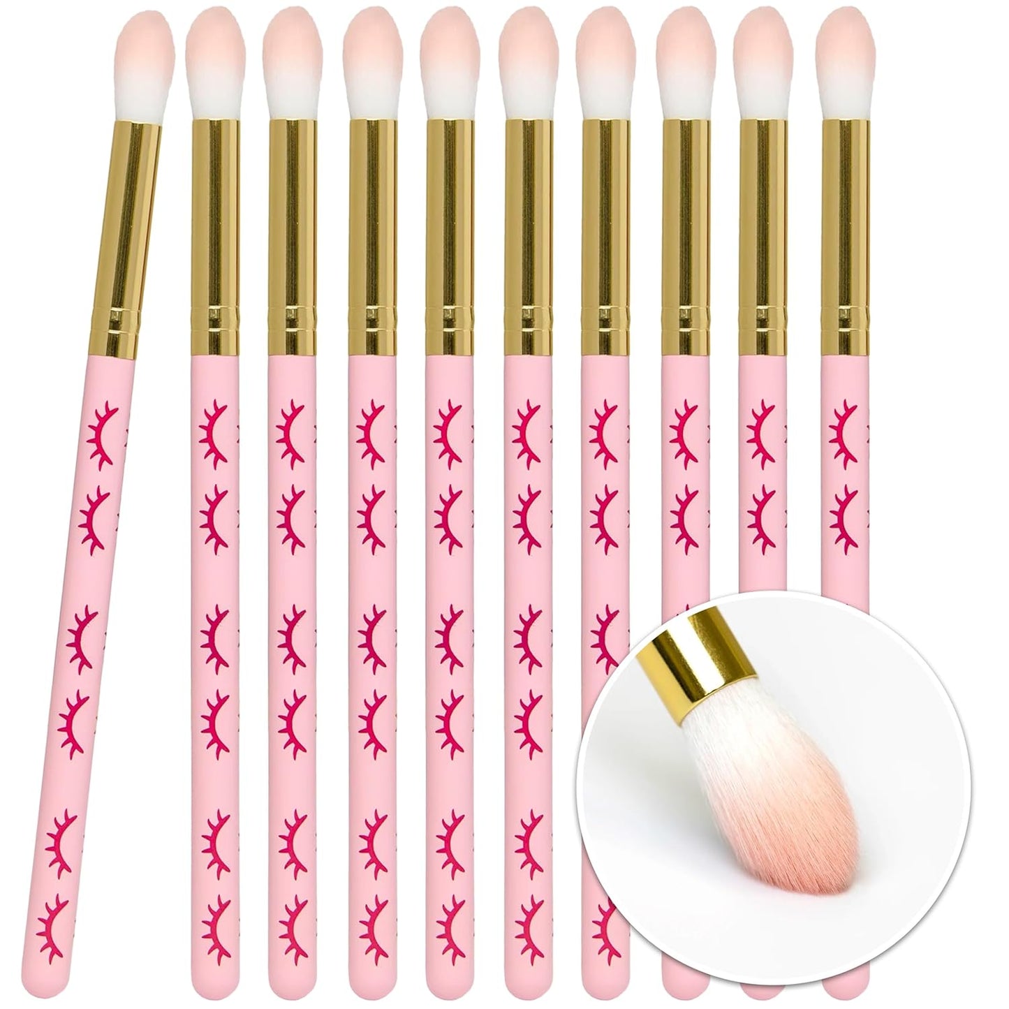 CURACORO Lash Shampoo Brushes Set, Eyelash Cleansing Brush For Cleansing Eyelash Extension, Soft and Comfortable Facial Makeup Remover Tools (Pink, Pack of 10)