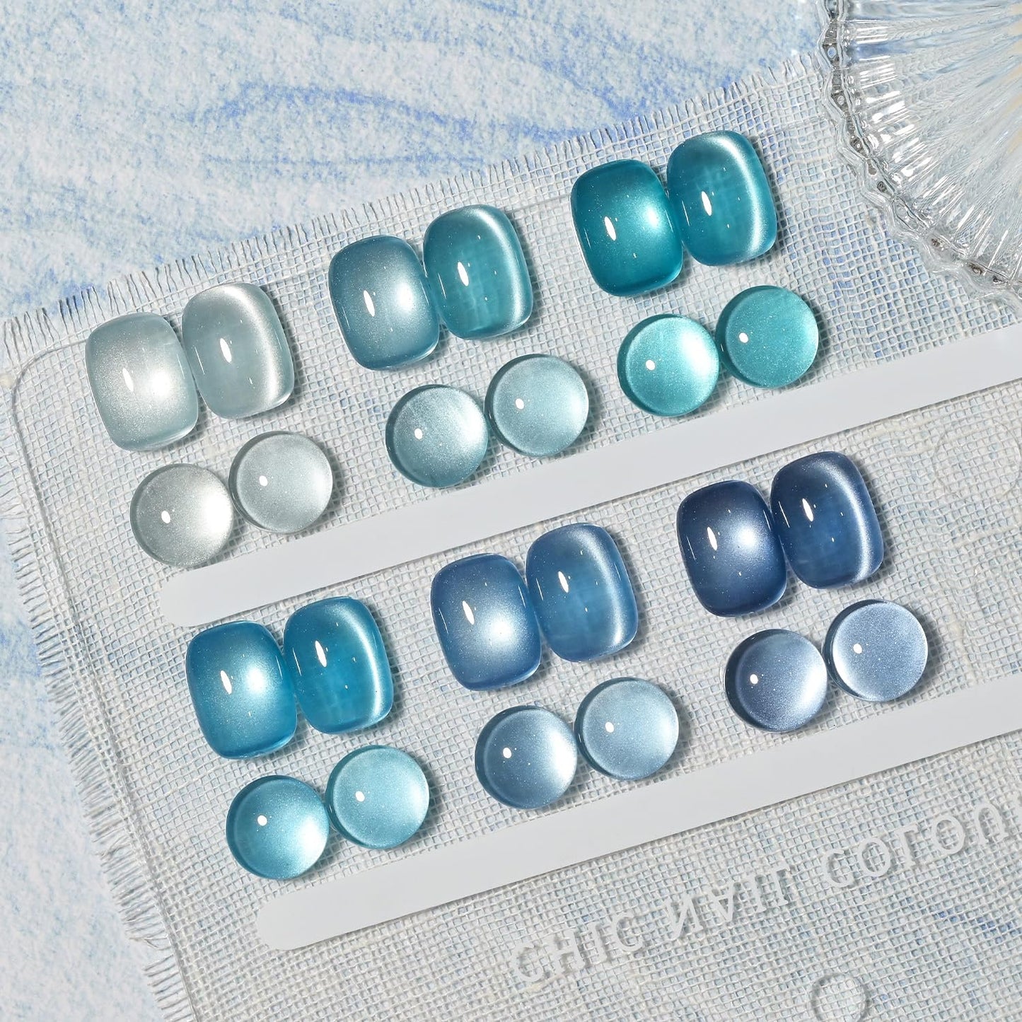 GAOY Blue Cat Eye Gel Nail Polish Set with Magnet for Glitter Holographic Cat Eye, Salon UV Gel Manicure and Nail Art DIY at Home, Tropical Sea