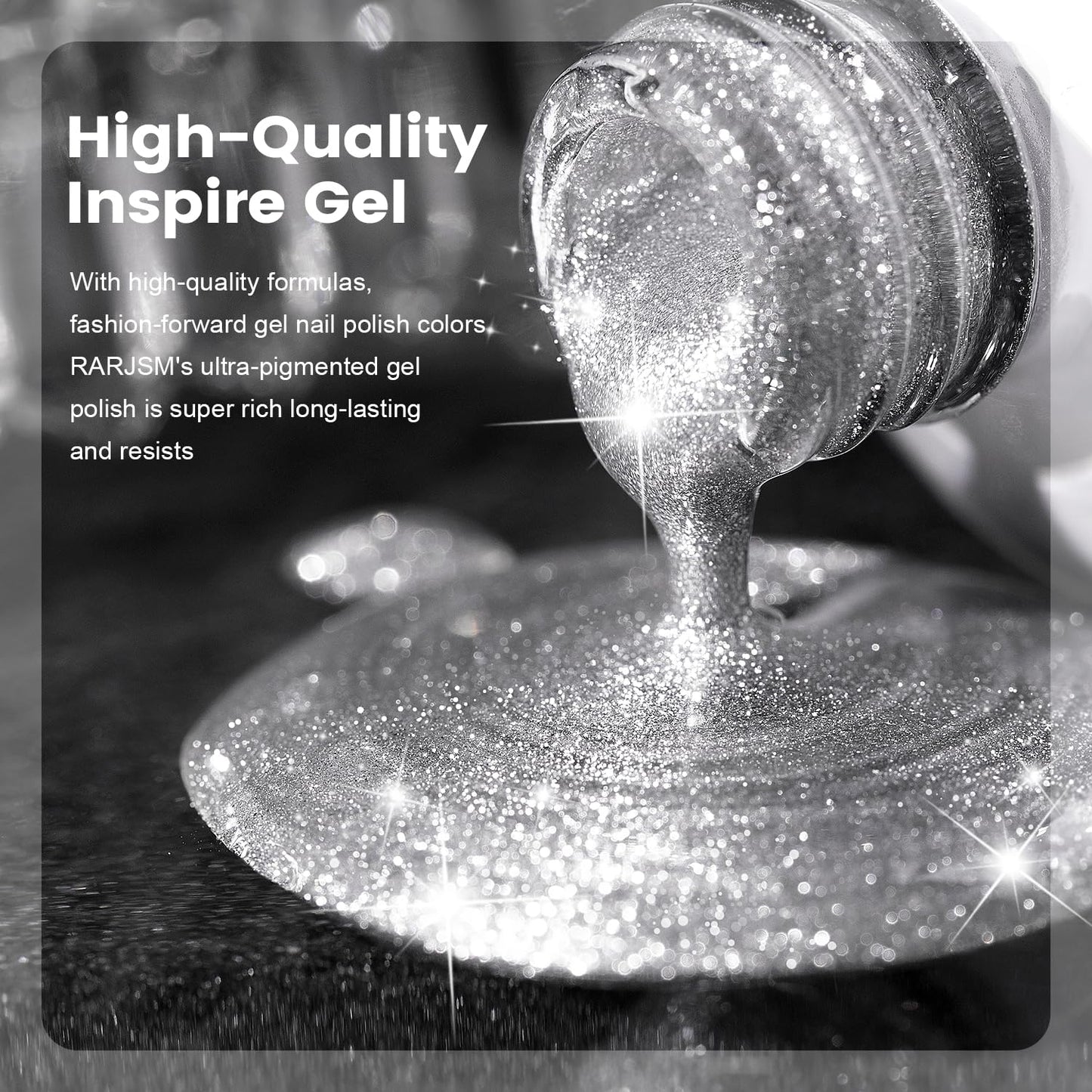 RARJSM Silver Cat Eye Gel Nail Polish with Magnet Stick Reflective Sparkle Translucent Clear White Glitter Cateye Gel Polish 15ml Single Bottle UV LED Curing Requires Soak Off for Home Salon