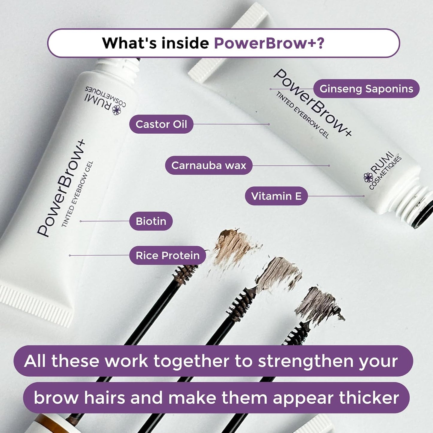 PowerBrow+ Tinted Eyebrow Gel For Older Women - Defines, Fills, Thickens Brows - 2-in-1 Formula - Natural Color, Quick Fixing, Long-Lasting - Hypoallergenic Medium Brown (Mocha)