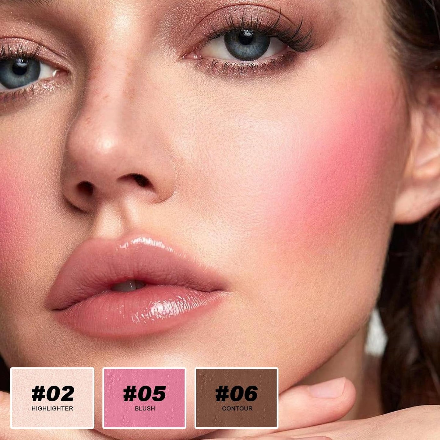 3 Colors Cream Contour Stick, Shades with Highlighter Stick,Blush Stick and Bronzer Contour Stick for Sculpt the Cheeks,Long Lasting,Waterproof,Matte & Dewy Finish for Women (LIGHT MEDIUM(2+5+6))