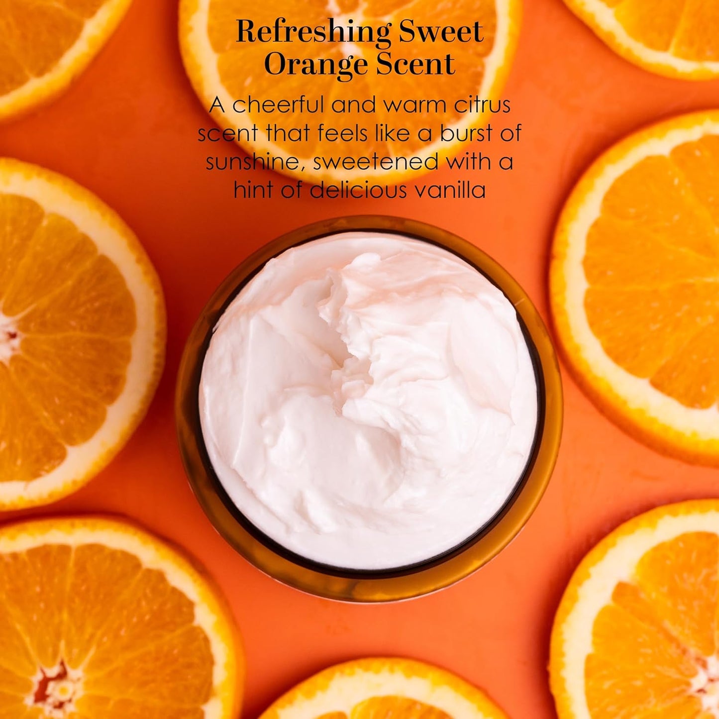 Sweet Orange Body Butter - Raw Shea Butter with Jojoba Oil, Orange Vanilla Body Lotion Scented with Essential Oils, No Synthetic Fragrances, Full Body Moisturizer for Dry Skin