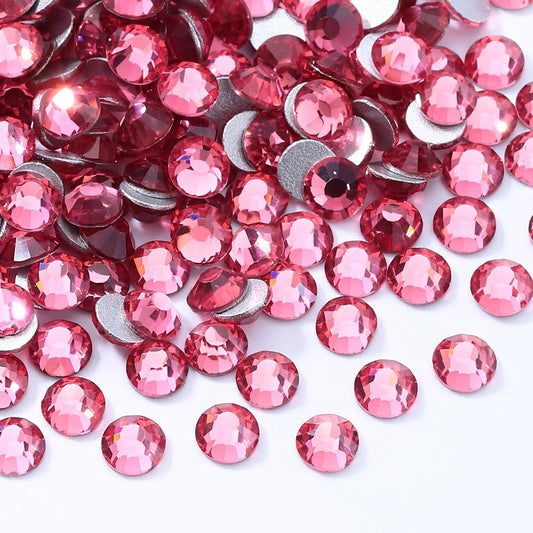 Rose Flatback Rhinestones, Glass Rhinestones for Nail Art and Craft, Glue Fix, Loose Crystal Gemstones(Rose, SS20, 1440pcs, 4.6-4.8mm)