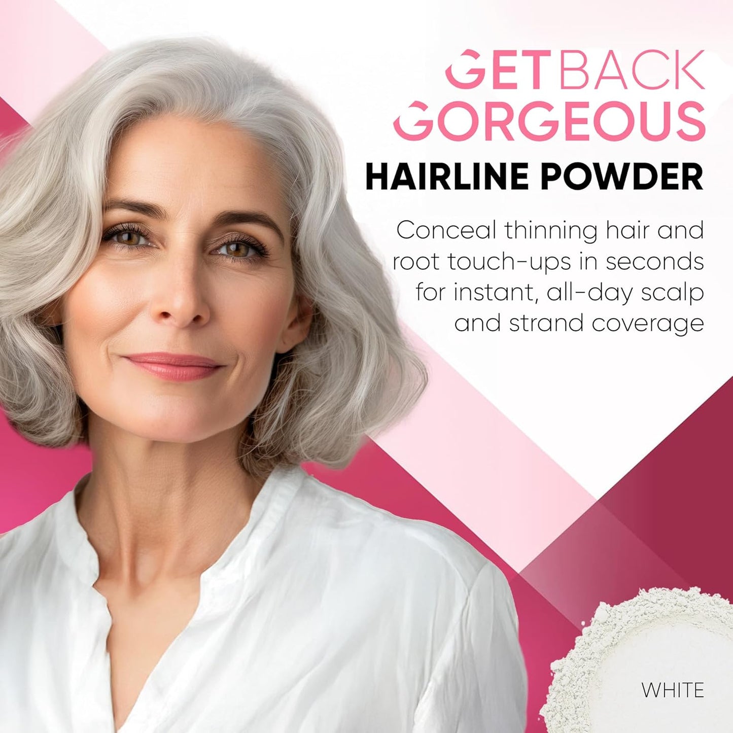 GBG Hairline Powder, White - 48-Hour Coverage Root Touch Up Powder for Bald Spots, Instant Hair Loss Concealer & Brightening Highlights - Hair Fillers for Thinning Hair for Women & Men, 4g
