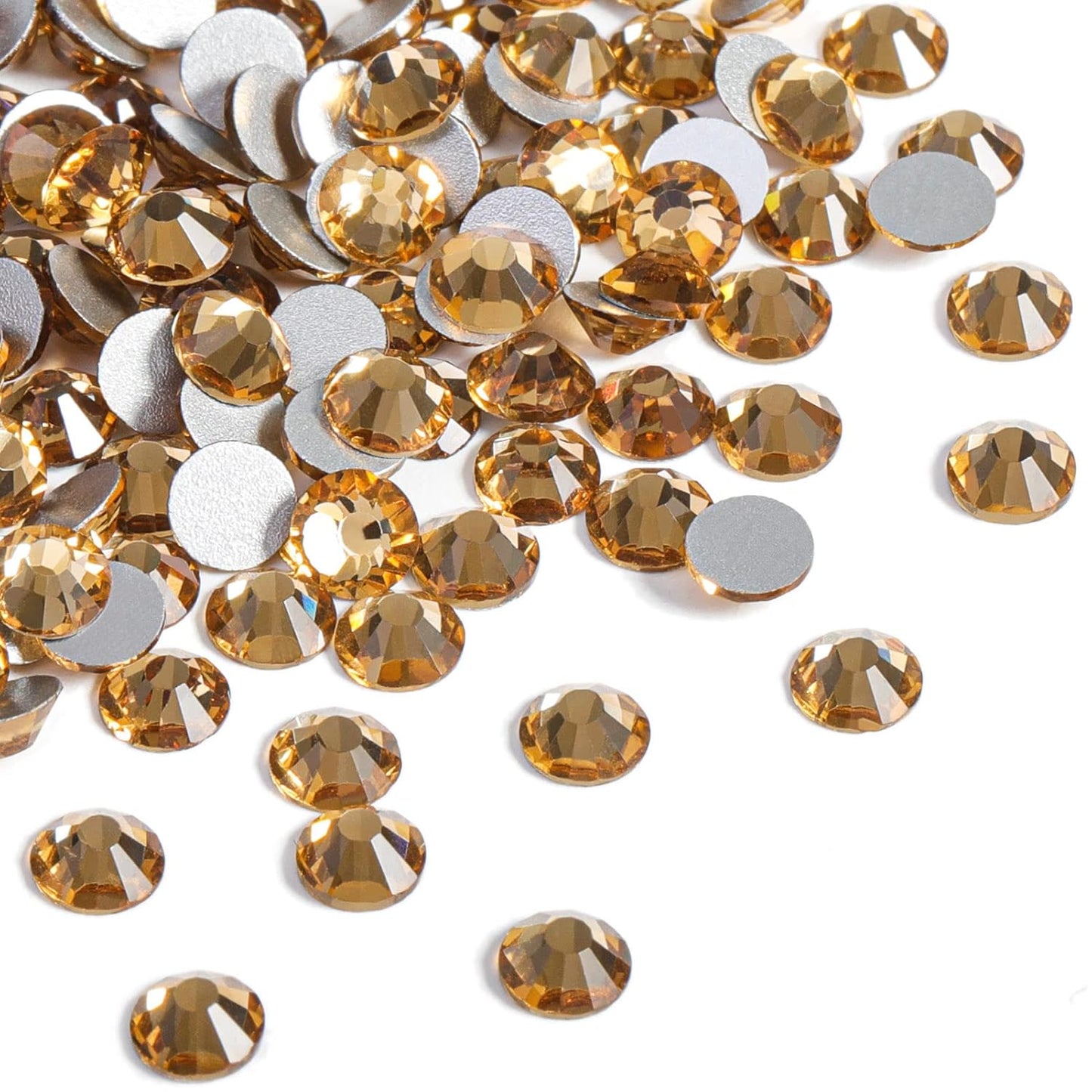 beadsland Flat Back Crystal Rhinestones Round Gems, Lt Colorado Topaz (1.9-2.0mm) SS6/1440pcs