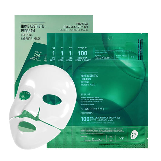 VT COSMETICS Pro Cica Reedle Shot 100 2-Step Hydrogel Mask(34.5gx4ea), Intensive Calming, Exosome Centella Asiatica, Blemish Relief, Overnight Melting Mask, Korean Facial Mask