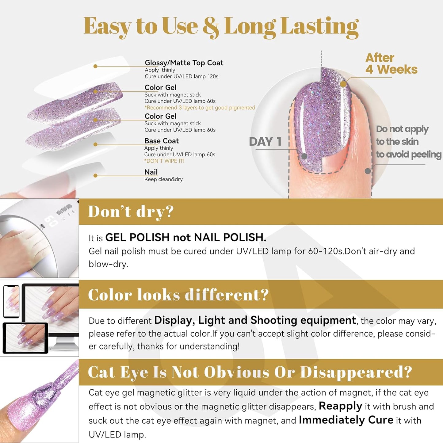 YTD Likomey Cat Eye Gel Nail Polish,15ml Pastel Pink Purple Brocade Glitter Flash Holographic Translucent Jelly Sheer Magnetic Shimmer Fall Winter UV Color Varnish with Magnet Stick,MY363