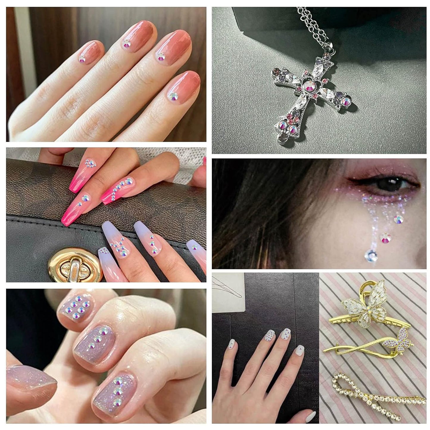 Beadsland 1440 Pieces Flat Back Crystal Rhinestones Round Gems, Transparent AB,SS12,3.0-3.2mm