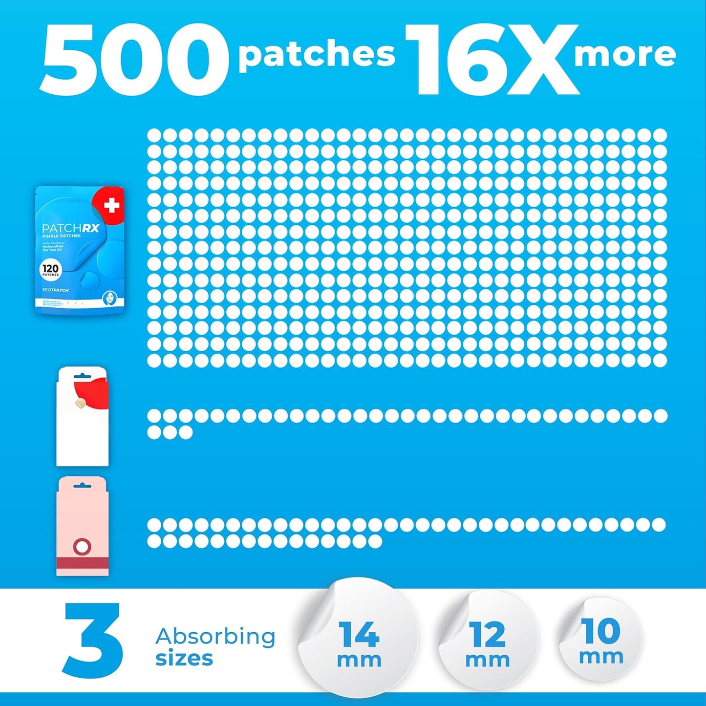 Pimple Patches for Face (500 Patches), Hydrocolloid Acne Patches with Tea Tree Oil, Pimple Patch Pimple Stickers - Hydrocolloid Patch Acne Dots - Acne Pimple Patches For Face - Zit Patches