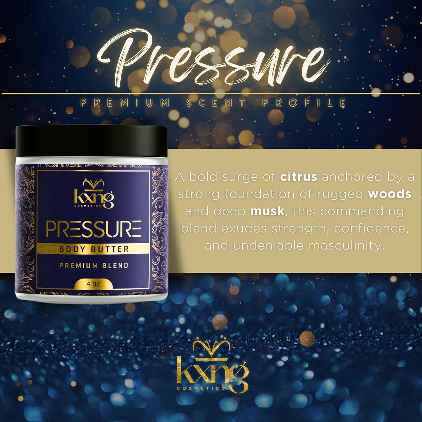 KXNG Cosmetics, Body Butter, Organic Skin Care for Men and Women, Body Moisturizer Lotions and Creams, Raw Shea Butter, Cocoa Butter, Mango, Coconut Oil, Hand, Foot, All Skin Types (Pressure)