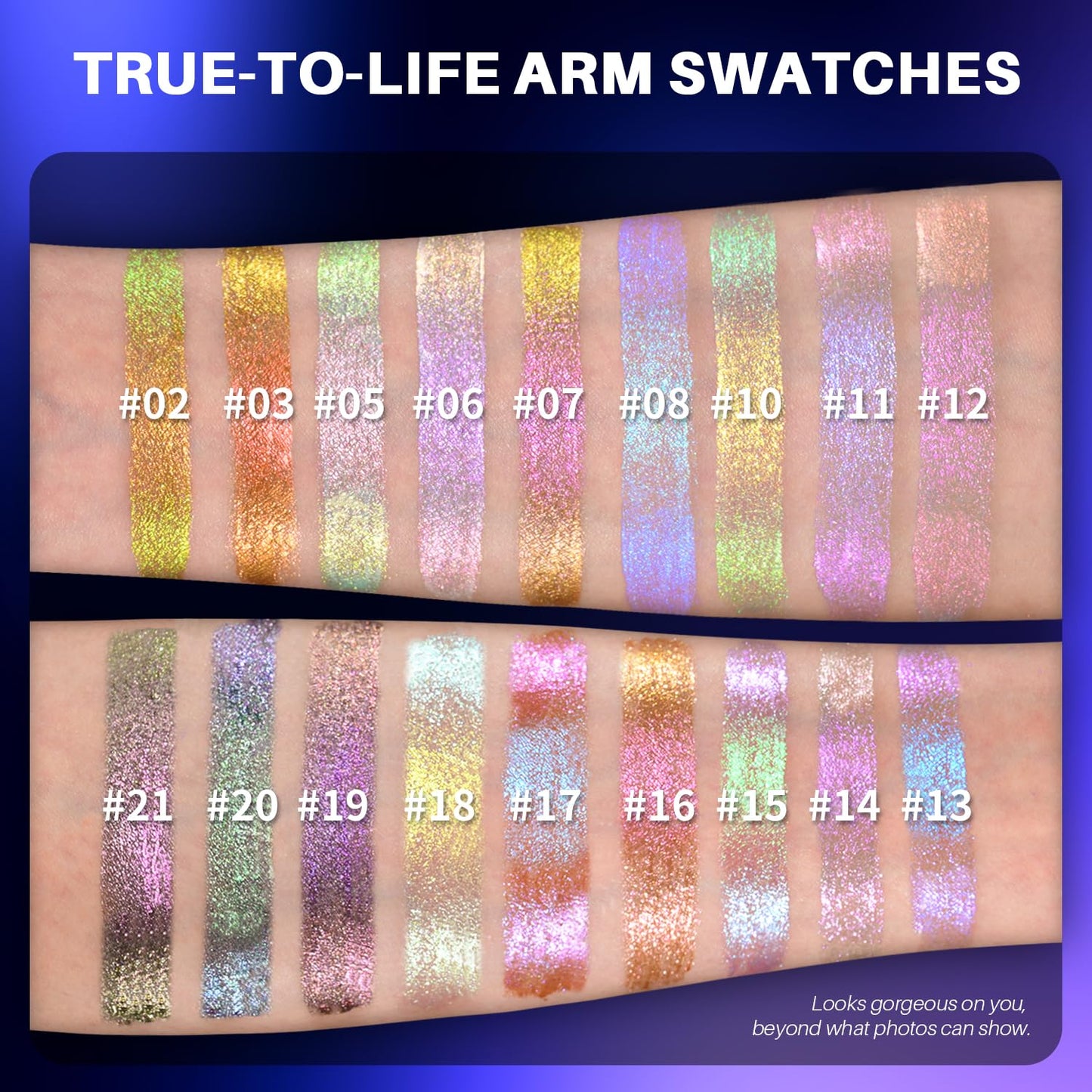 CHARMACY Liquid Duochrome Eyeshadow, Multi-Dimensional Eye Looks, Long Lasting Glitter Eye Shadow Sets Metallic Pigments, Quick Drying, Sparkling Shiny Eye Makeup for Beginners, 1.6g (#13)