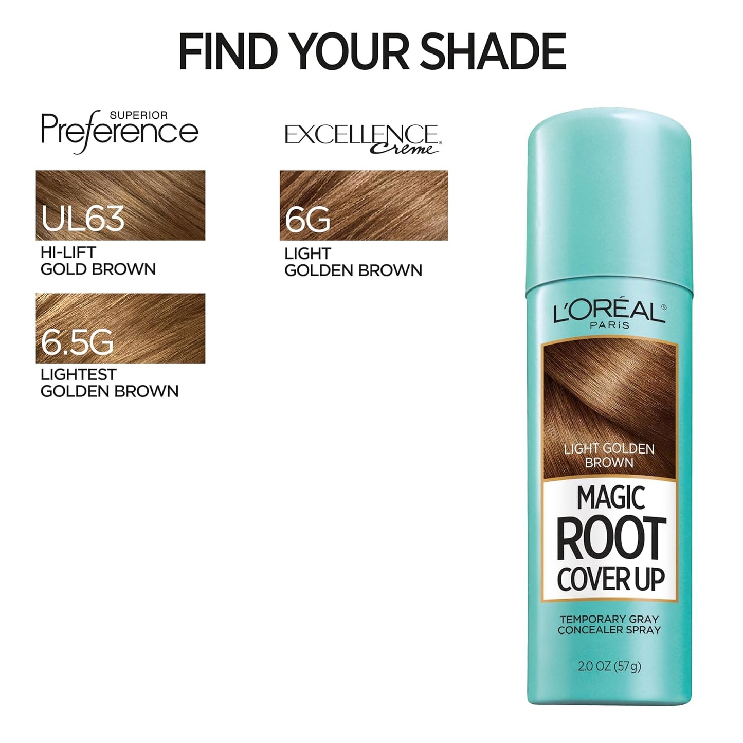 L'Oreal Paris Magic Root Cover Up Gray Concealer Spray Light Golden Brown 2 oz.(Packaging May Vary)