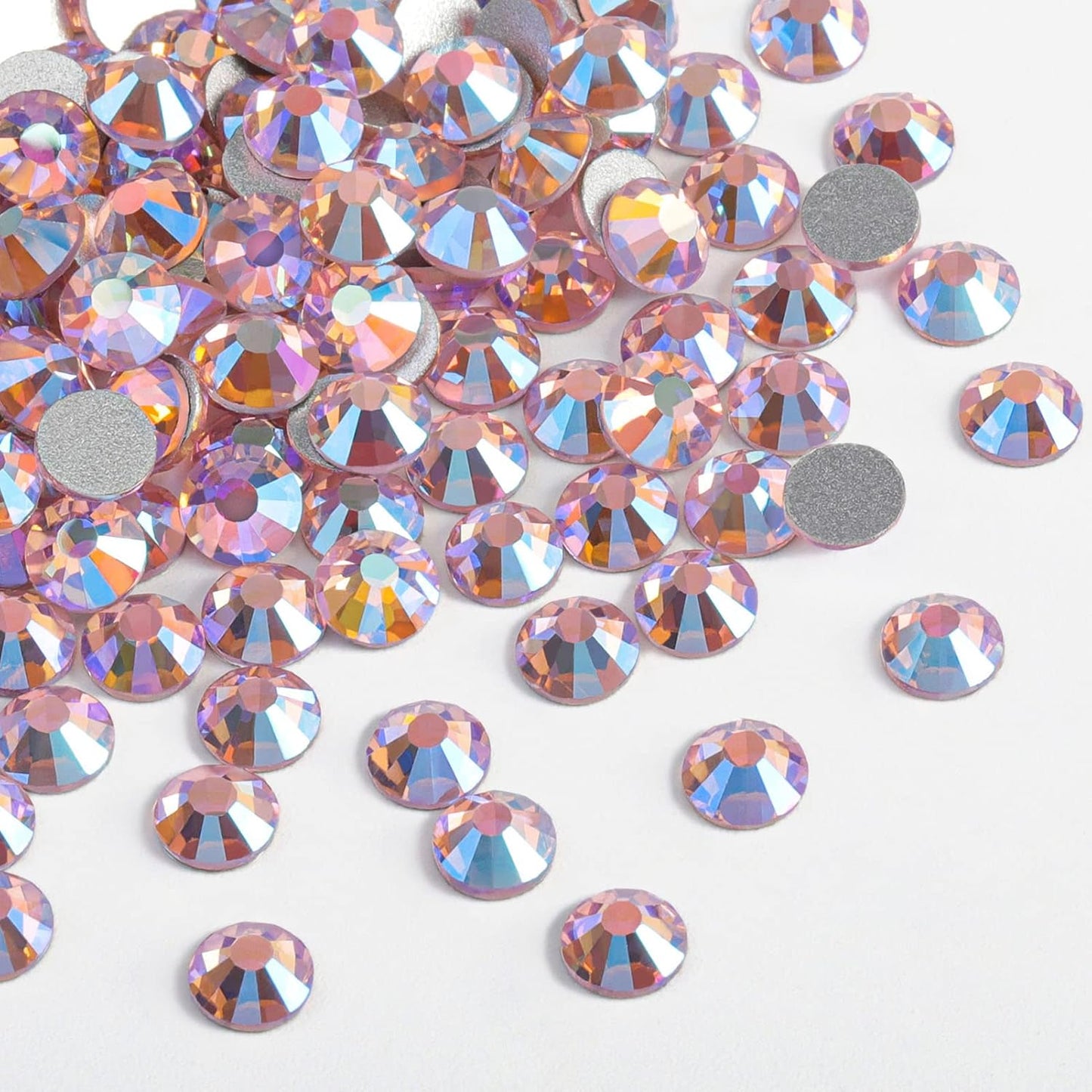 Beadsland Flat Back Crystal Rhinestones Round Gems,Light Pink AB,1.9-2.1mm, SS6/1440pcs