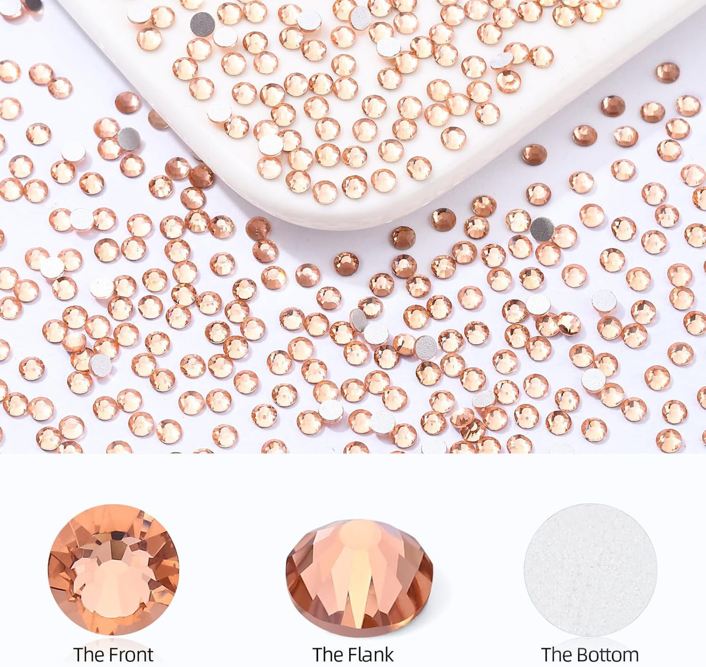 Champagne Flatback Rhinestones, Glass Rhinestones for Nail Art and Craft, Glue Fix, Loose Crystal Gemstones(Champagne, SS8, 1440pcs, 2.3-2.5mm)