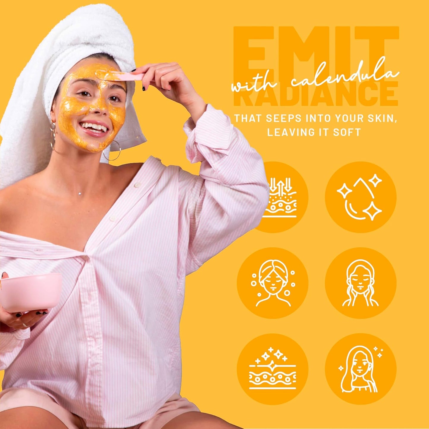 BRÜUN Jelly Mask Jar Calendula Peel-Off Face Care Rubber Mask | 23 fl oz Skin Care Moisturizing Gel Mask Jar Spa Set