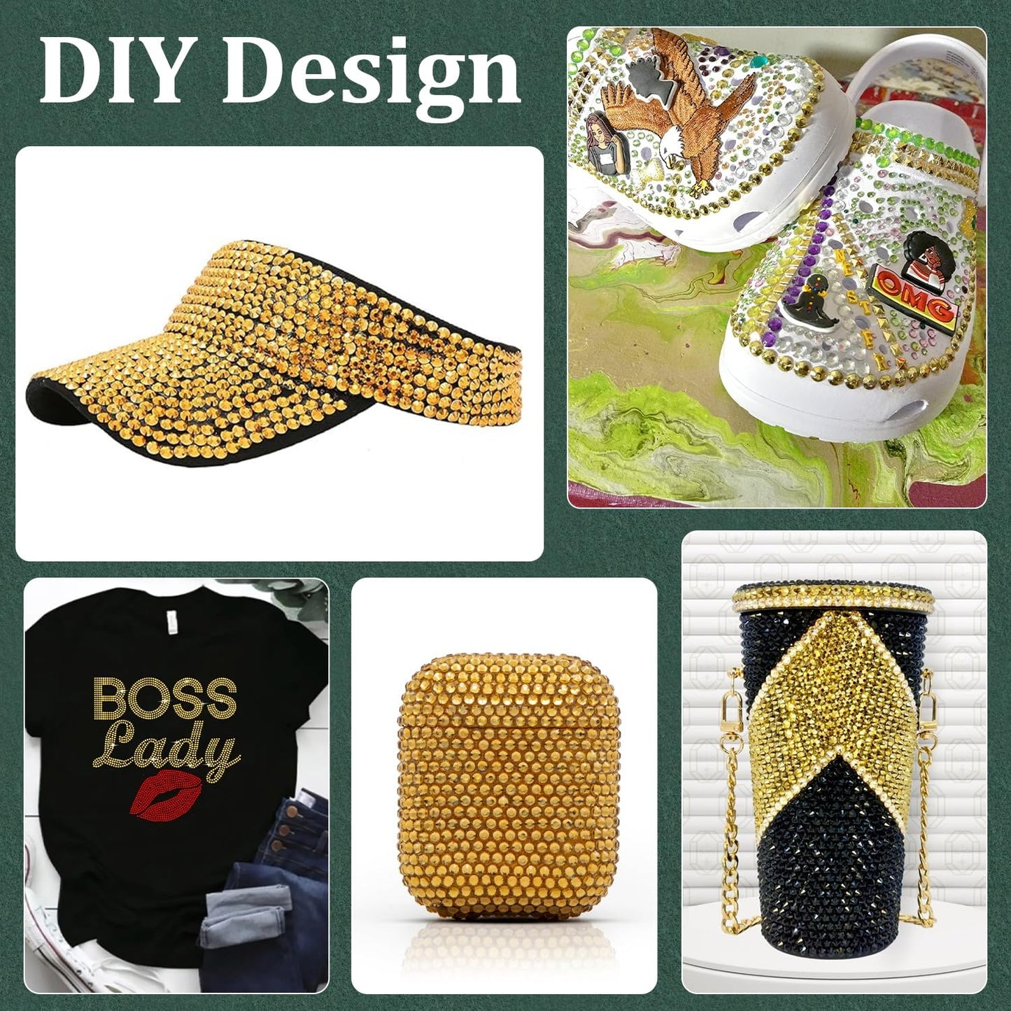 Resin Rhinestones for Crafting with B7000 Jewelry Glue, 2 Boxes Gold Flatback Crystals with 3Pcs 10ml Glue for Bedazzling Crafts DIY Nail Art Makeup，Non Hotfix Gems for Clothing Shoes