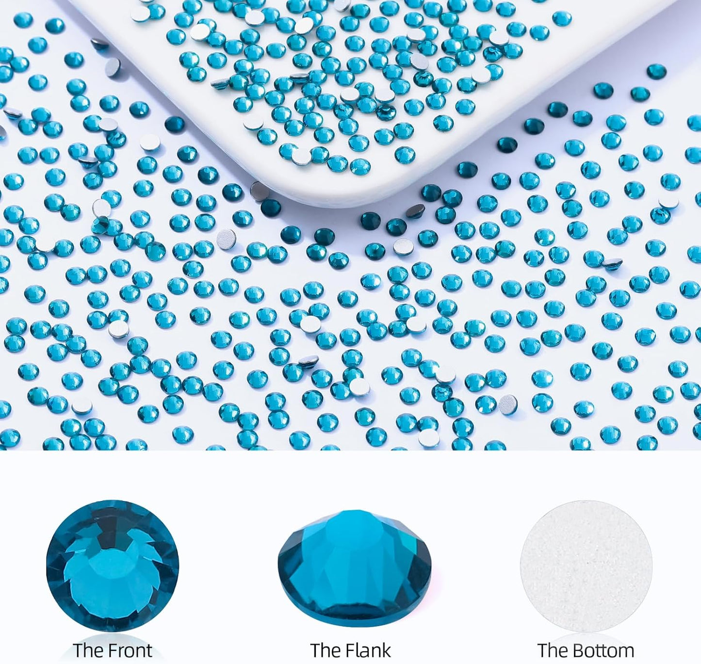 Malachite Blue Flatback Rhinestones, Glass Rhinestones for Nail Art and Craft, Glue Fix, Loose Crystal Gemstones(Malachite Blue, SS10, 2880pcs, 2.7-2.8mm)