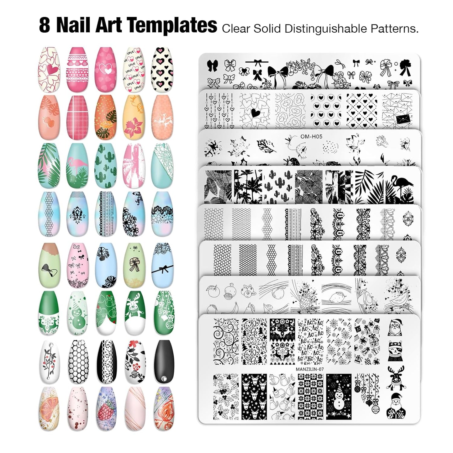 14PCS Nail Art Stamper Clear Silicone Nails Stamping Jelly with Scraper Transparent Visible Body DIY Manicure Nail Art Tool P