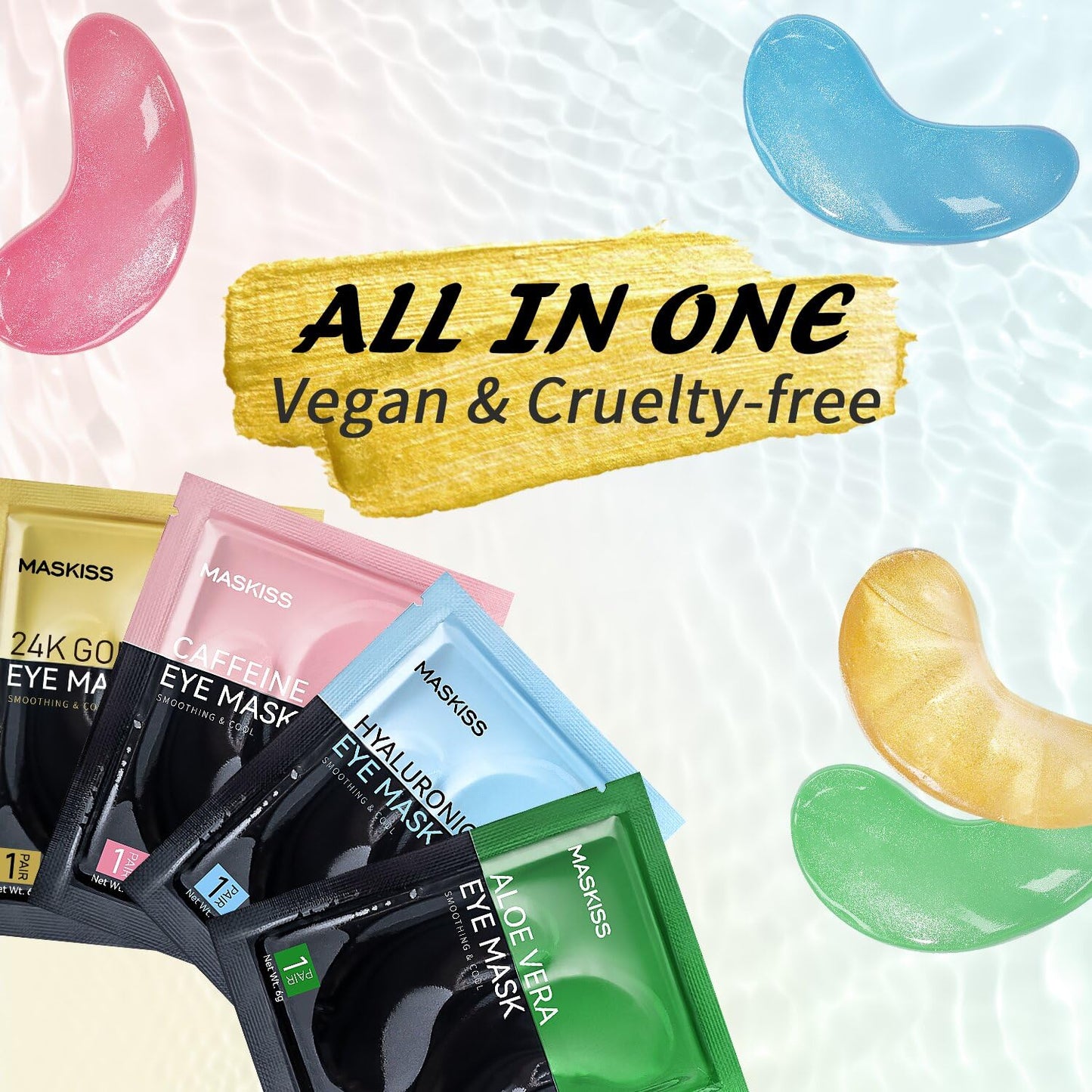 24k Gold Under Eye Patches & 4 in 1 Eye Masks Set, Collagen Eye Patches for Dark Circles Undereye Bags Wrinkles and Puffiness, Skin Care Gift for Her