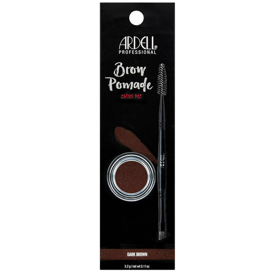 Ardell Brow Pomade - Dark Brown, Smudge-Proof Long-Lasting Eyebrow Makeup, with Dual-Ended Precision Brush and Spoolie for Defined and Natural Brows, 1 Pack