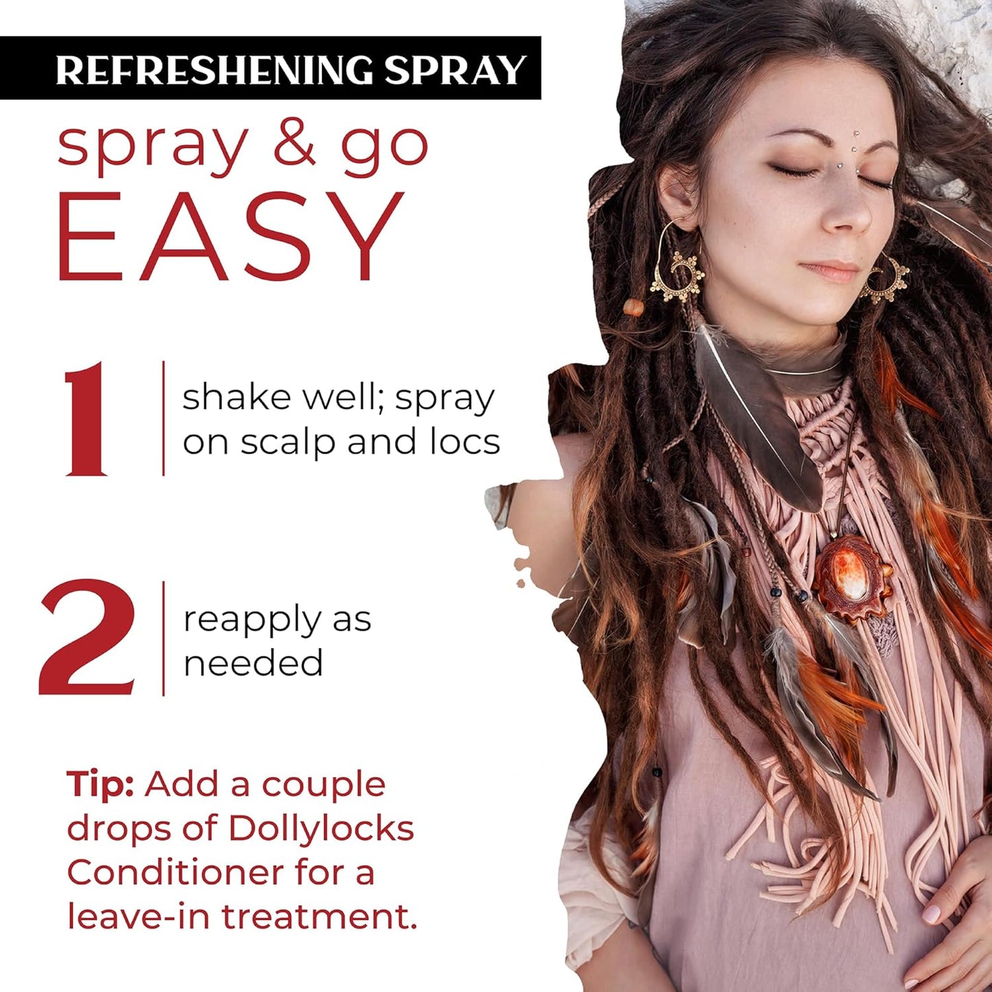 Dollylocks Dreadlock Refreshening Spray for Locs - Pepe Le Rosemary, Peppermint Lemon and Rosemary Scent - Residue-free and Sulfate-free Loc and Scalp Refreshing Spray for Dreadlocks, 8oz