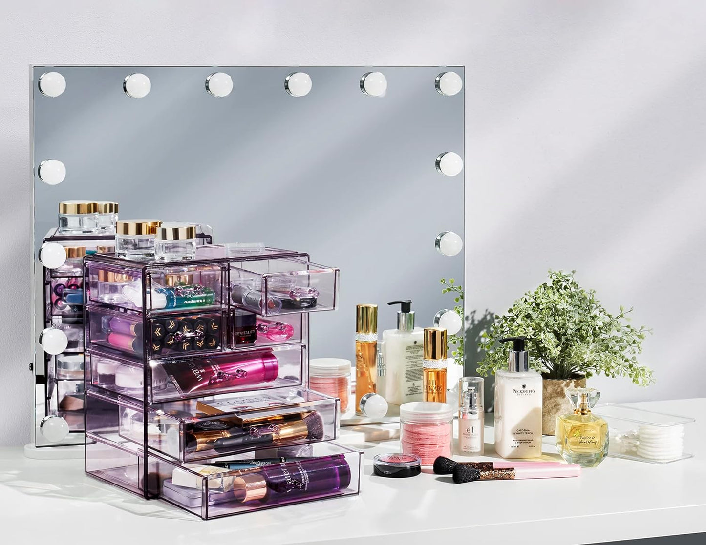 Sorbus Acrylic Makeup Organizer - Organization and Storage Case for Cosmetics Make Up & Jewelry - Big Clear Makeup Organizer for Vanity, Bathroom, College Dorm, Closet, Desk (3 Large, 4 Small Drawers)