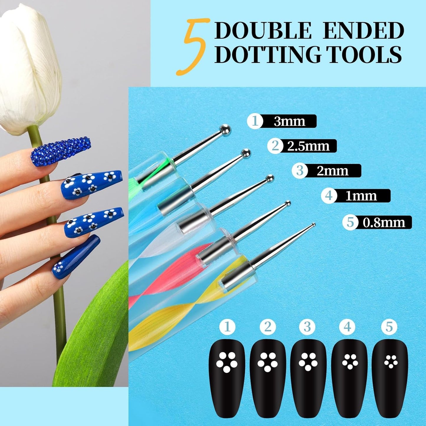 Teenitor Nail Art Tools, Nail Art Brushes Set, Dotting Tools，Nail Stickers, Nail Rhinestones For Nail Art