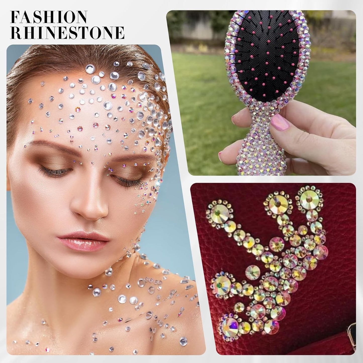 Novani 80pcs Crystal AB Rhinestones Flat Back Round Rhinestone Style 2088 Sparkly Crystal Gemstones for Nail Art and Crafting,SS34(7.1-7.3mm