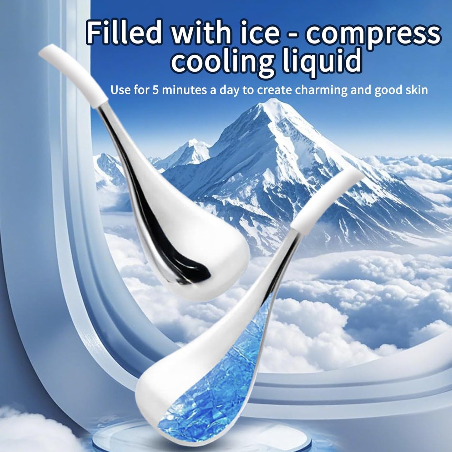 Ice Globes for Face & Eyes, Unbreakable Stainless Steel Cryo Sticks for Beauty Routines, Facials Cold Roller Cooling Globes for Puffiness, Wrinkles, Dark Circles, Headaches(White)