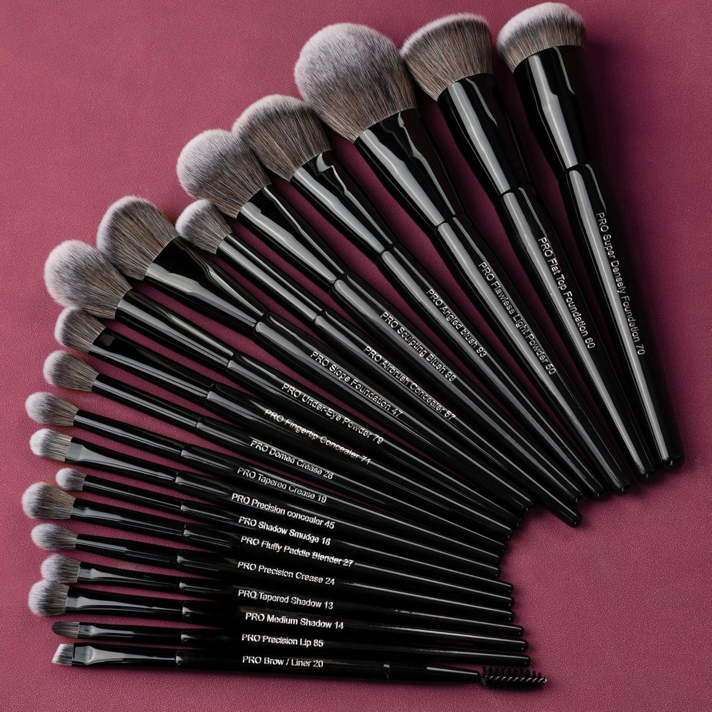 Bueart Design 19Pcs Professional Grade Labeled Makeup Brushes Set, Large Foundation Powder Contour Concealer eyeshadow Blush EyeLiner Make up Brushes,Premium Synthetic hair,Vegan Cruelty-free