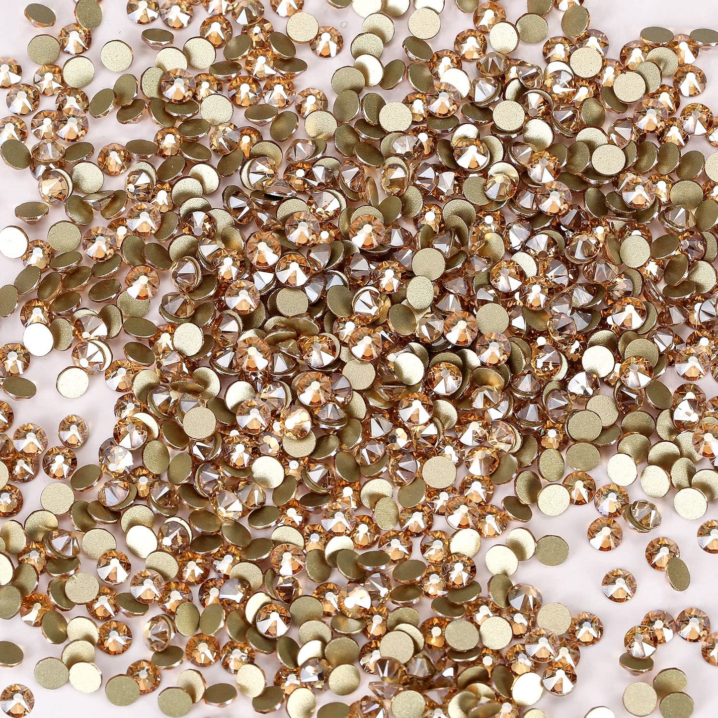 Novani Golden Shadow Rhinestones 1440pcs Flat Back Round Rhinestone Style 2088 Sparkly Crystal Gemstones for Nail Art and Crafting SS8,2.3-2.5mm