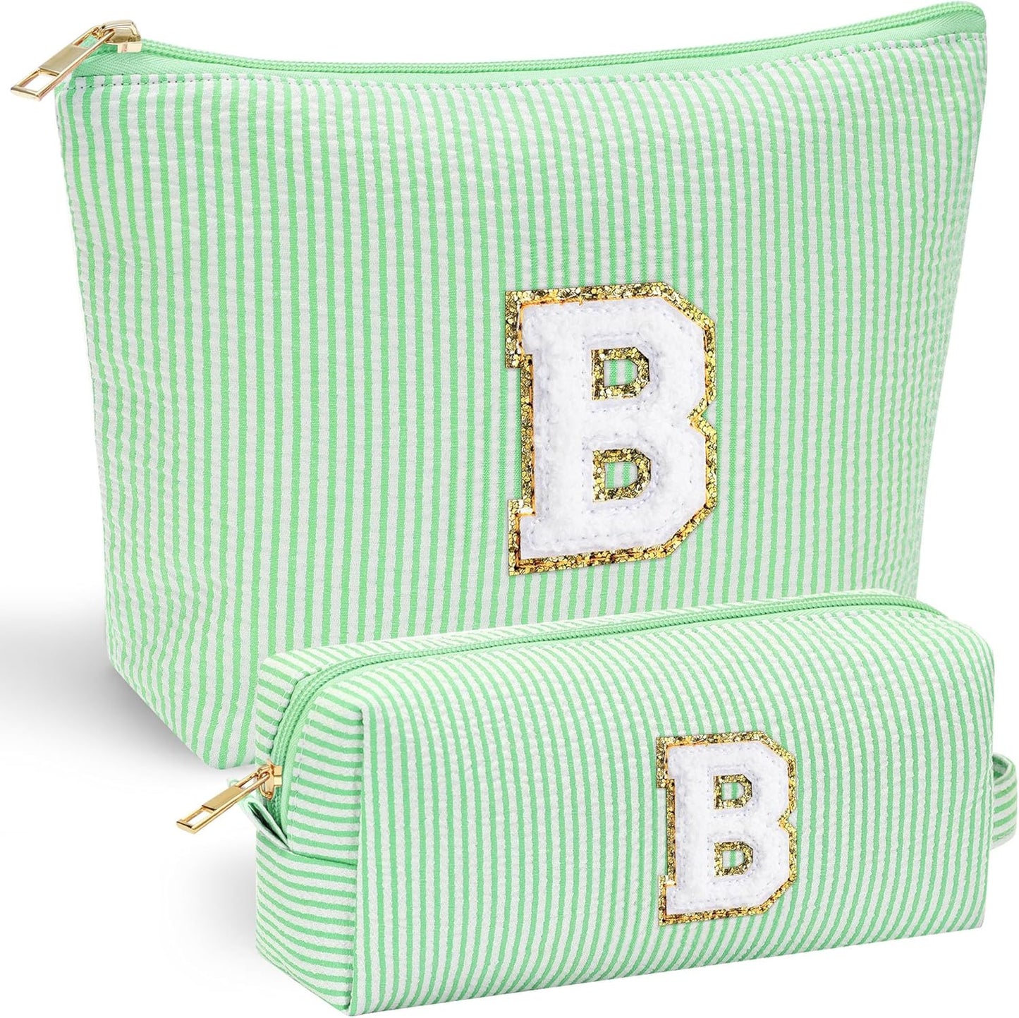 YOOLIFE 2 Travel Makeup Bags for Women - Cute Makeup Bag Makeup Bag Organizer Make Up Bag Travel Essentials Makeup Bag Personalized Gifts Friend Gifts for Women Teenager Bridesmaids Letter B