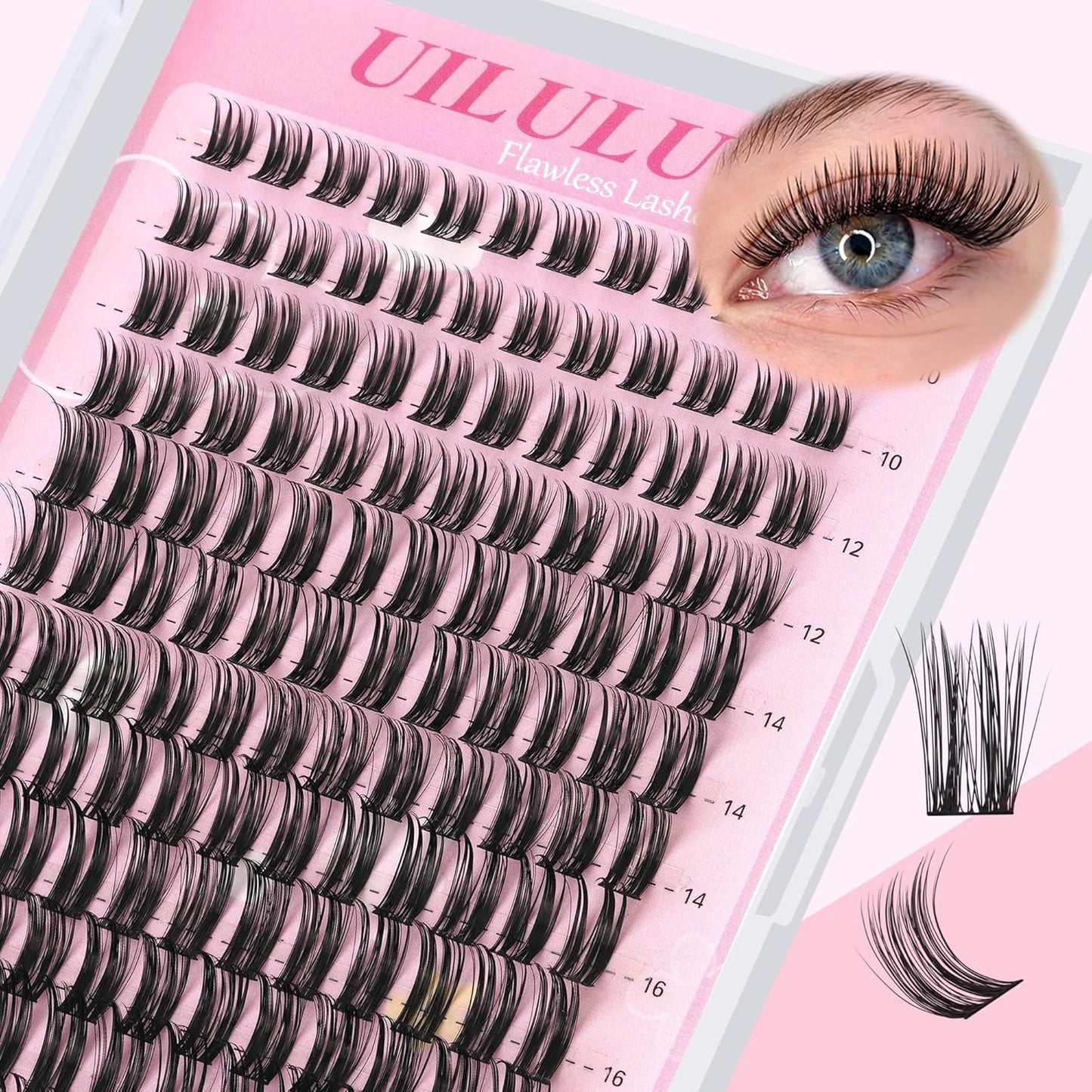 Lashes Clusters D Curl Fluffy Lash Clusters 0.07D 10-18 MIX 144 Eyelashes Individual Lashes Clusters DIY Lash Extensions at Home False Lashes Wide Band Natural Eye Lash Clusters U15 Lash