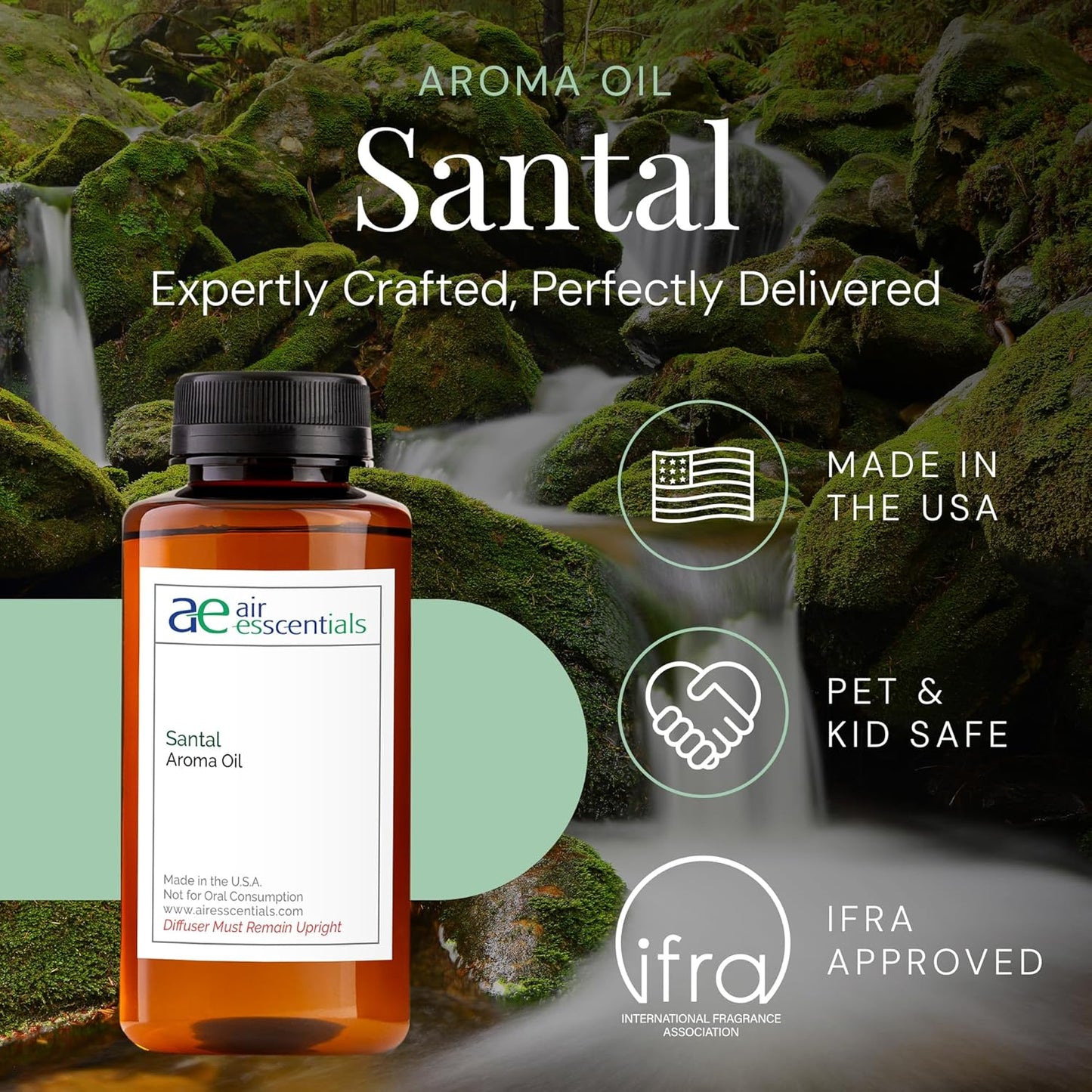Santal Aroma Oil, Essential Oils Blend for Diffusers & Scent Machines, Sensual Sandalwood & Cardamom, Aromatherapy, Cold Air Diffuser Compatible, 300 mL