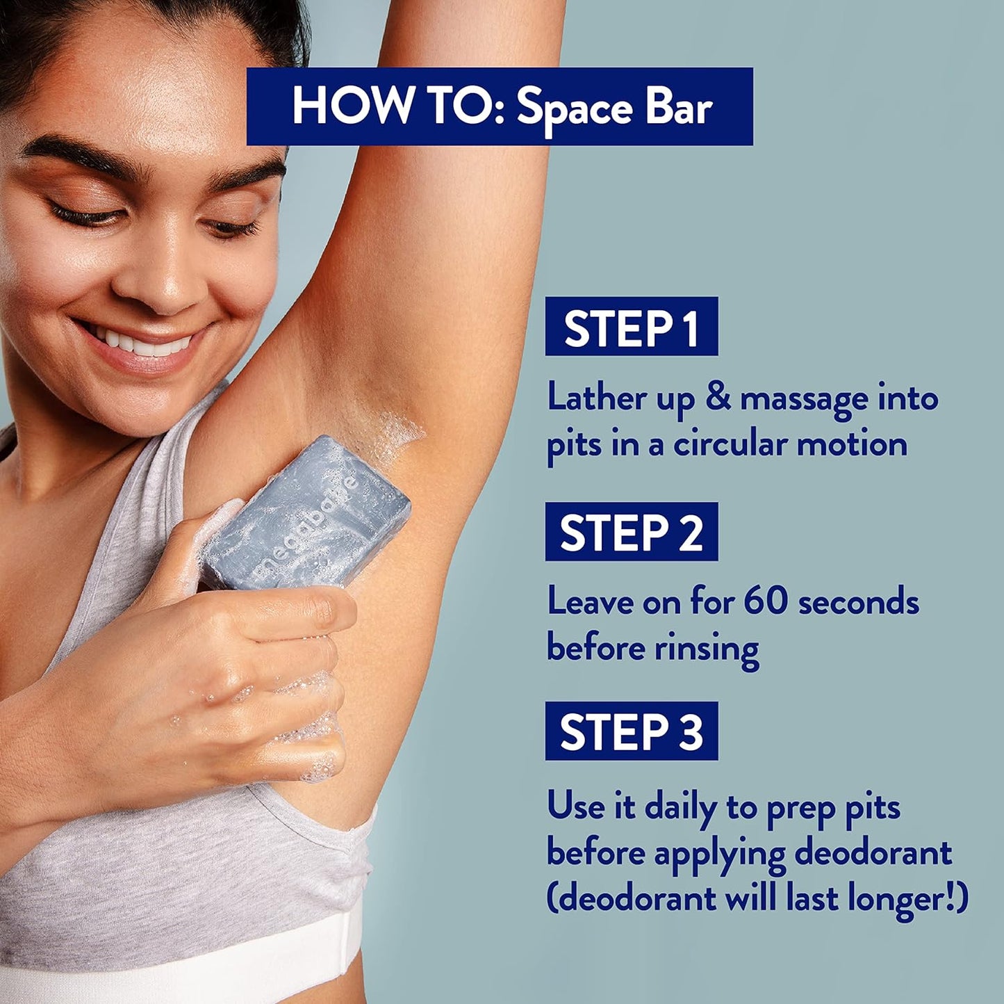 Megababe Underarm Bar Soap - Space Bar | With Detoxifying Charcoal for Odor Control | 4.5 oz - 3 Pack