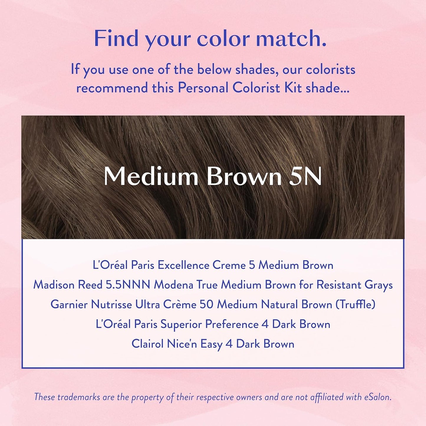 eSalon Permanent Hair Color & Dye Kit - Medium Brown - Personal Colorist for Up To 100% Gray Coverage, All Hair Types - Professional-Grade Ammonia-Free Hair Dye