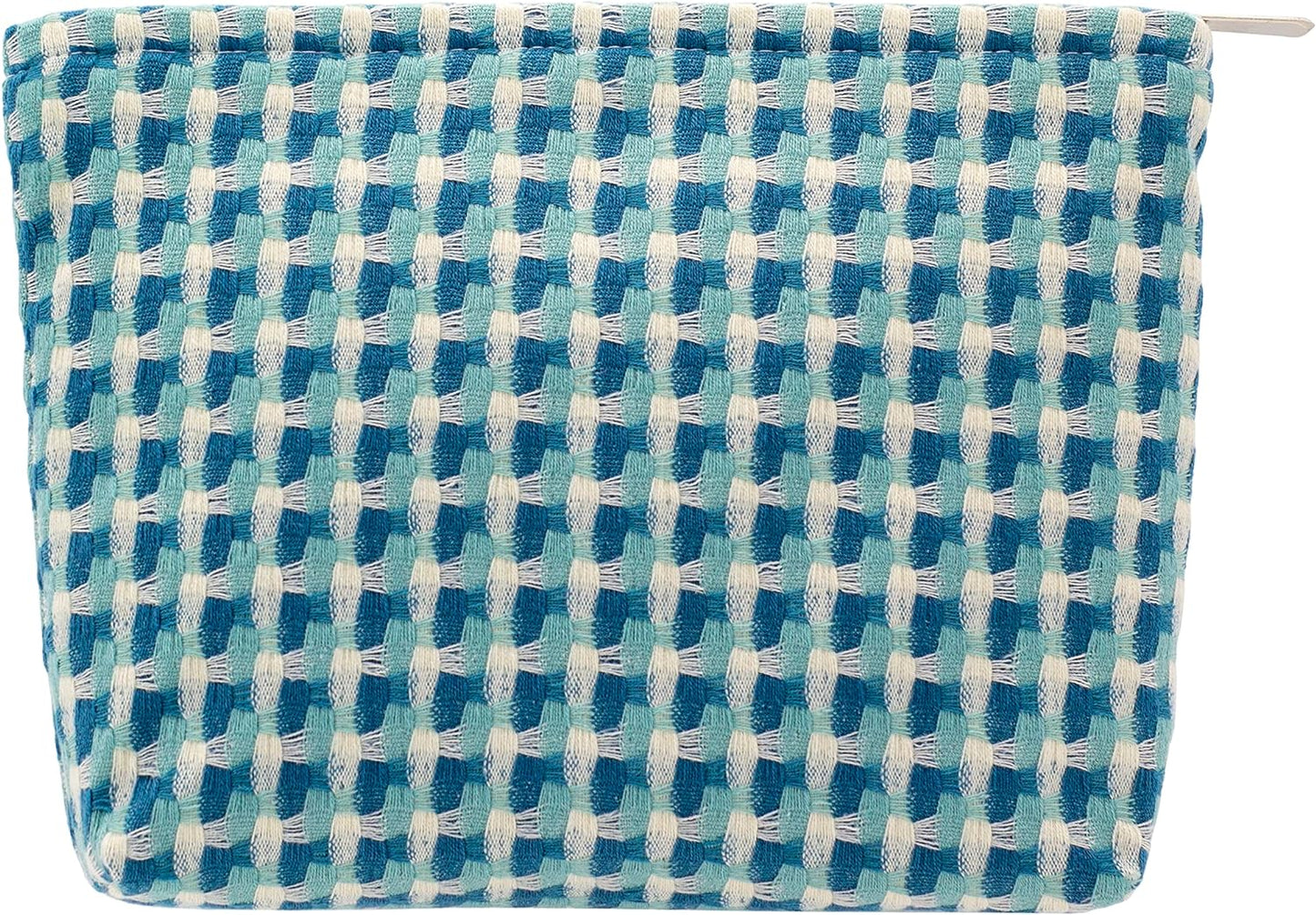 Makeup Bags for Purse Zipper Cosmetic Pouch Large Travel Canvas Make Up Organizer Tool Pouch for Women and Girls,Grid Green