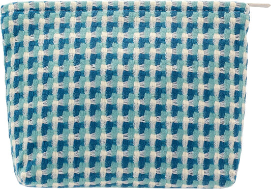 Makeup Bags for Purse Zipper Cosmetic Pouch Large Travel Canvas Make Up Organizer Tool Pouch for Women and Girls,Grid Green