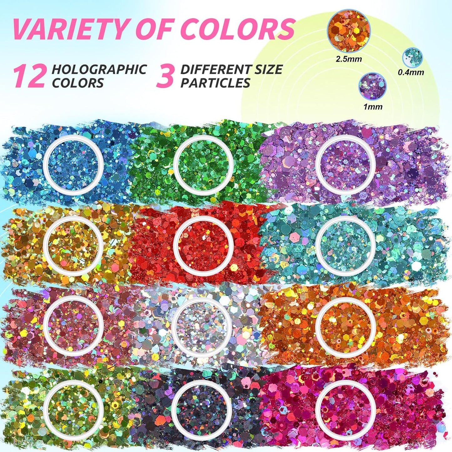 Nail Art Kit for Beginners with Nail Brushes Set and Dotting Tools, Jumbo Holographic Glitter Sequins Mixed Flower Heart Glitter Flake Colorful Striping Tape Fruit Slices with Tweezers (01-Rose)