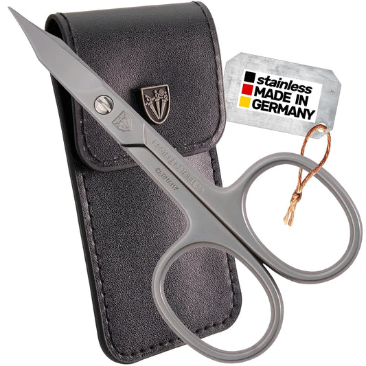 3 Swords Germany - brand quality STAINLESS STEEL INOX CURVED COMBINED CUTICLE & NAIL SCISSORS (1 PIECE) with case for manicure pedicure - nail care by 3 Swords - Made in Germany