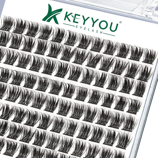 Lash Clusters,96 Pcs Cluster Lashes Y06 D Curl 12mm DIY Lash Extensions Eyelash Clusters,KEYYOU Volume Wispy Individual Lashes Soft&Comfortable Easy DIY at Home(Y06,D-12mm)